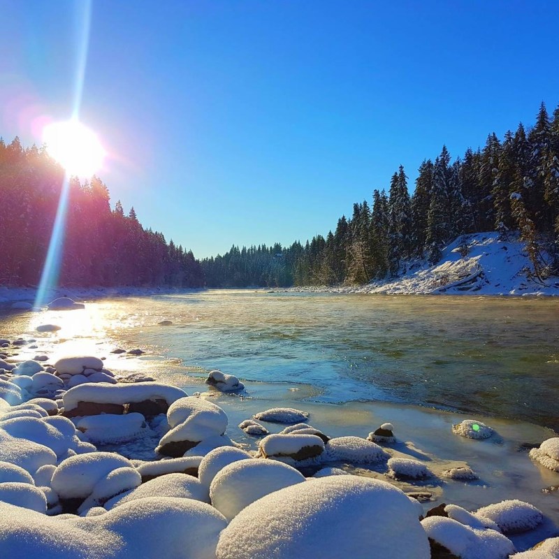 a beach covered in snow
