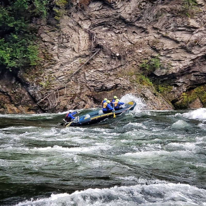 a raft next to a body of water